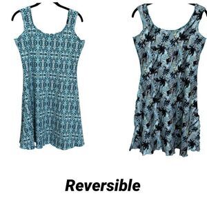 Haystacks Reversible Sleeveless Dress Womens Size Large Above Knee Stretch Blues